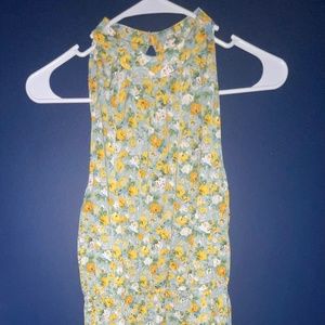 Allover Floral Print Keyhole Back A-Line Dress